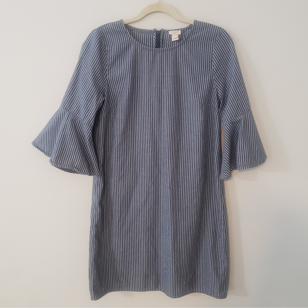 J Crew Womens Nautical Shift‎ Dress SIZE 6 Coastal Chic New England Ruffle Bell